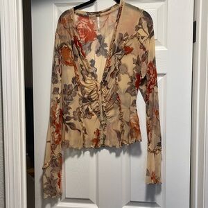 COPY - Free People Sheer Mesh Ruffle Top